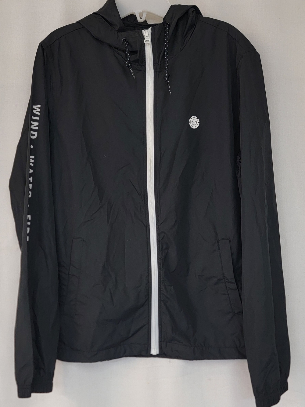 Element Black Hooded Windbreaker with White Zipper